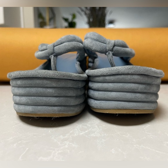 EUC Veronica Beard Geno Ribbed Suede Platform Wedge Thong Sandals - Picture 5 of 8